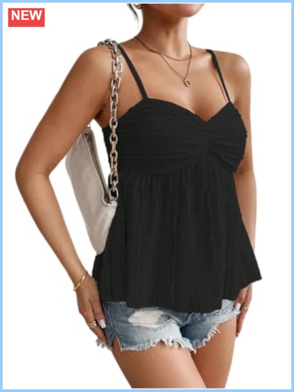 Peplum Tank Top Babydoll Lace Ruffle Spaghetti Strap Camisole